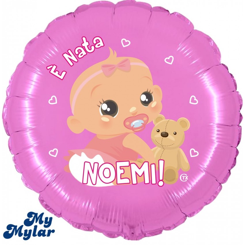 Palloncini Decorati MyMylar - È Nata + Nome (18")